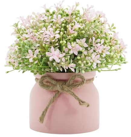 F Fityle Piccole piante artificiali in vaso, mini piante da appartamento, composizioni floreali, finte orchidee in vaso per matrimoni, mensole, scrivania di, Vaso Rosa