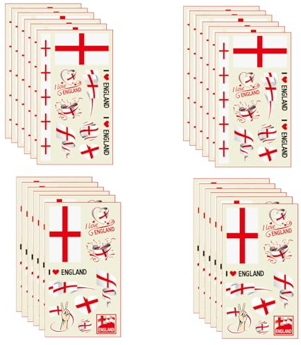 24 Sheets World Cup Football 2026 England Flag Tattoos,World Cup 2026 Soccer Tattoo Sticker,World Cup 2026 England Temporary Tattoo Transfer Stickers,for Football Fan Kids Party Merchandise