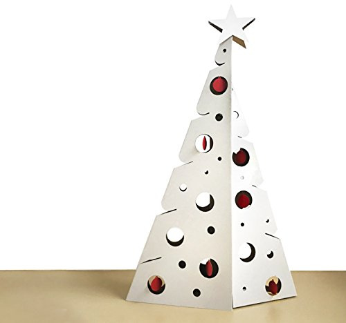 Scatolificio Crippa Albero di Natale bifacciale in Cartone, con Decorazioni - largh 100 cm, Prof. 30 cm, Alt. 150 cm