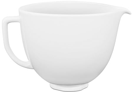 KitchenAid 5 Quart Ceramic Bowl for All 4.5-5 Quart Tilt-Head Stand Mixers KSM2CB5LW, White Chocolate