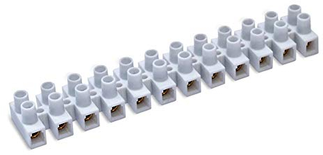REY Regleta Empalmes de 12 Secciones para Cables hasta 6mm, Conexión Eléctrica hasta 32A. Color Blanca