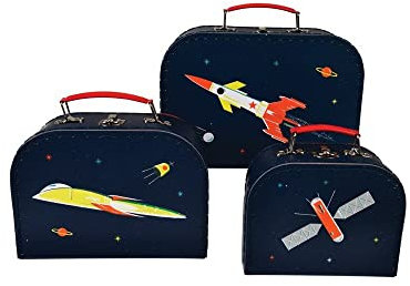 Rex London Mini-Koffer, dekorative Aufbewahrungsboxen, Weltraumalter (3 Stück)
