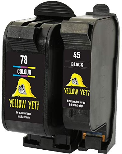 YELLOW YETI Ersatz für HP 45 78 Druckerpatronen Schwarz/Farbe kompatibel für HP Officejet 1170 G55 G85 G95 K60 K80 Fax 1220 Photosmart 1000 1100 1115 1215 1315 P1000 P1100 Copier 180 280 Deskjet 6120