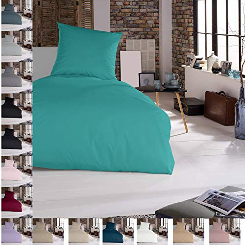 Mixibaby Bettwäsche Bettgarnitur Bettbezug 2 teilig 135 x 200 cm Turkis 100% Baumwolle