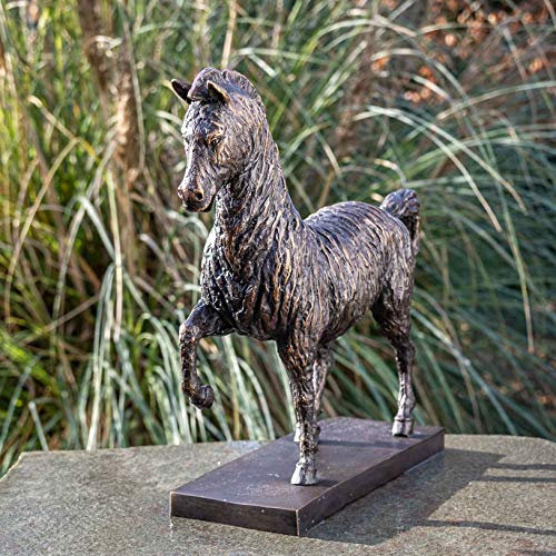 IDYL Bronze-Skulptur Modernes Pferd | 40x13x49 cm | Tierfigur aus Bronze handgefertigt | Gartenskulptur oder Wohnbereich-Dekoration | Hochwertiges Kunsthandwerk | Wetterfest