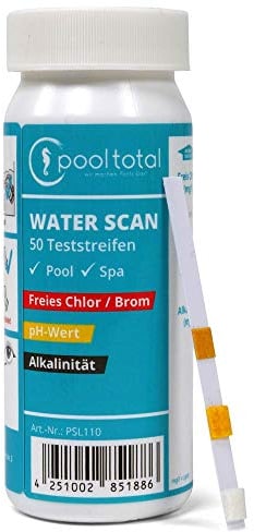 3in1 Teststreifen Freies Chlor Brom pH-Wert Alkalinität - Für die schnelle und einfache Bestimmung der wichtigsten Parameter bei Poolwasserpflege mit Chlor oder Brom