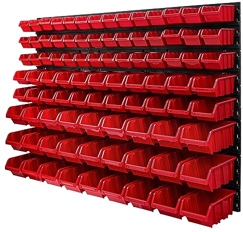 botle 91 Stapelboxen Wandregal Werkzeugwand 1158 x 780 mm Kunststoff Werkzeughalter Wandplatte Garage (Rot)