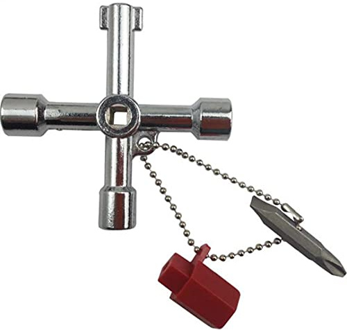 Ruluti 4-Wege Universal Utility-Plumbers Key-Utility-Sanitär-Multi-Kreuz-Kreuz-Dreieck-Kreuzschlüssel-Tool für den Zug Elektrischer Aufzugsschrank Schrankschrank