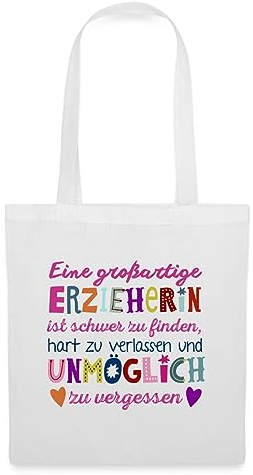 Spreadshirt Eine Großartige Erzieherin Danke Stoffbeutel, One size, Weiß