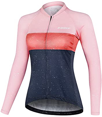 INBIKE Breathable Womens Cycling Jersey Long Sleeve Ladies MTB Bike Road Bicycle T Shirts Quick-Dry Sport Fitness Jogging Running Cycling Tops Pink