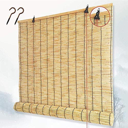 FZYE Bambus Rollo Breite Outdoor Verdunkelungsrollos Nicht transparenter Schatten Reed Vorhang Für Fenster, Türen, Terrassen Hellbraun, Lichtfilterung, Anpassbar, 1m*3m