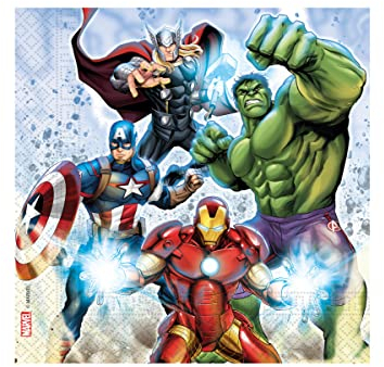 Procos - Papierservietten FSC Marvel Avengers Infinity Stones (33 x 33 cm, Doppeltuch), 20 Stück, mehrfarbig, 93873, Mittel