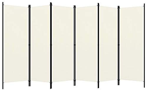 Gecheer 6-Panel Room Divider Screen Privacy Panel Room Partitions Folding Divider Bedroom Privacy Screen Panel Partition Wall Panel Privacy Furniture Cream White 300x180 cm