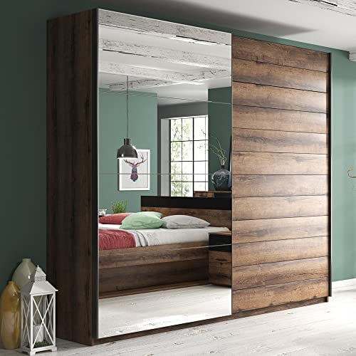 Lomadox Kleiderschrank mit Schwebetüren in Eiche Monastery Nb., B/H/T: ca. 221/210/61 cm