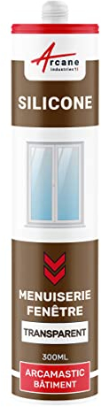 Mastic silicone, fenêtre, menuiserie, étanchéité - 300 ml x 1 Transparent - ARCANE INDUSTRIES