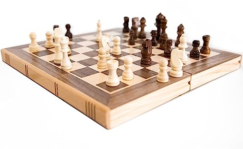 M.Y Premium 12 Wooden Chess Set | Two In One | Traditional Chess Board Game with Draughts for Adults & Kids
