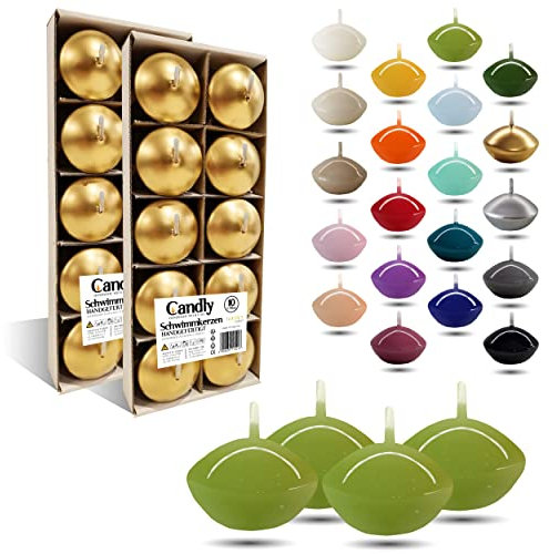 CANDLY HANDMADE© 10x Schwimmkerzen Premium Ø 45mm | Geburstag & Namenstag, Hochzeit, Hochzeitsempfang, Valentinstag, Ostern, Weihnachten, Elegante Haus Dekoration, Candles, Kerzen für Damen (Pistazie)