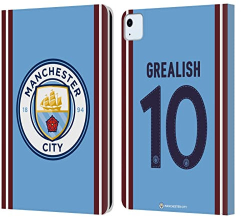 Head Case Designs Licenciado Oficialmente Manchester City Man City FC Jack Grealish Equipación De Jugadores 2022/23 Carcasa de Cuero Tipo Libro Compatible con Apple iPad Air 2020/2022