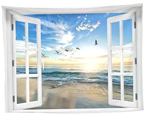 Fensterplakate 3D -Fensteransicht Poster gefälschter Fensteransicht Leinwand Sonnenuntergang View Szenerie Wildnis Natur Bild Wandkunstdekorationen für den Heimstil 2