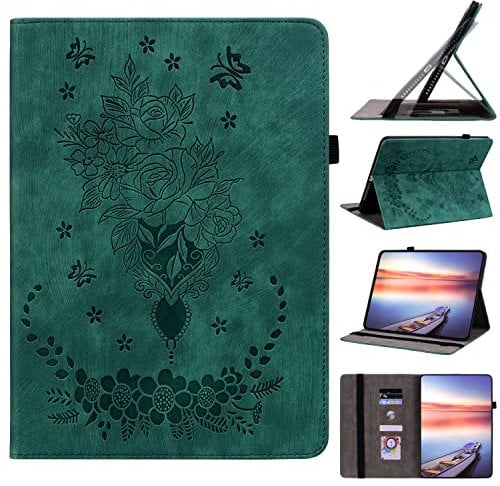 Case for Lenovo Tab M8 4th Generation Cover, TB-300FU, Lenovo M8 4th Tablet Case 8 Inch Floral Case for Women with Pencil Holder Shockproof Stand Cover Green