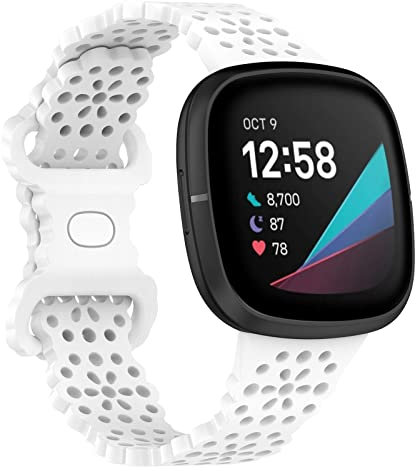 KUTEWEU Armband für Fitbit Versa4/Fitbit Versa3/Fitbit Sense2/Fitbit Sense, Sport Silikon Uhrenarmband Replacement Wechselarmband Ersatzarmband für Fitbit Versa 4/Versa3/Sense 2/Sense (Weiß)
