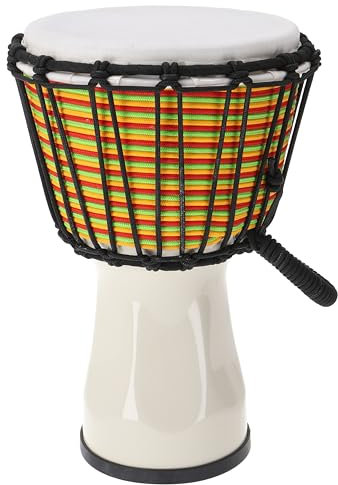 GURU SHOP Farbige Djembe/Holztrommel/Percussion Rhythmus Klang Instrument - Weiß 32 cm, Musikinstrumente