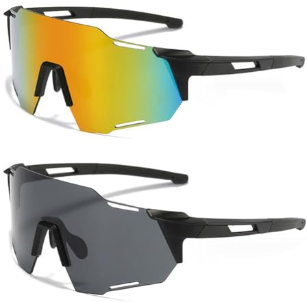 2 Stück Fahrradbrille Sonnenbrille Sportbrillen Herren Damen Schutzbrille Anti-UV Winddichte Staubdichte Brille
