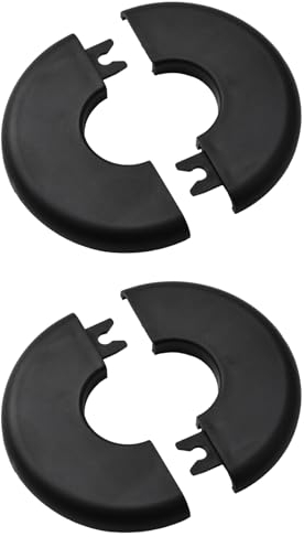 UFURMATE Pipe Wall Covers, 2Pcs 1 inch Plastic Round Escutcheon Plates Self-Adhesive Pipe Plate Covers Decorative Shower Pipe Covers, Inner Diameter 28mm (Black)