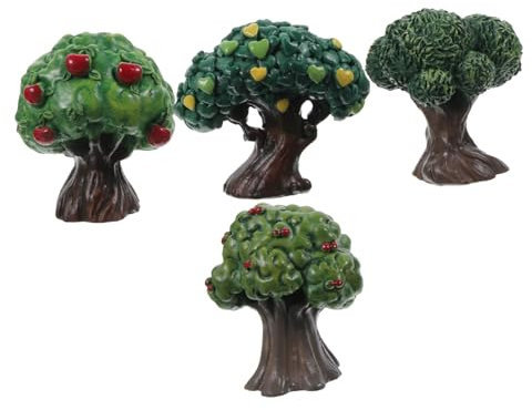 STOBOK 4 Stück Simulation Apfelbaum Künstliche Obstbäume Gefälschte Obstbäume Miniatur-gartenzubehör Künstliche Baumpflanzen Miniatur-apfelbäume Architekturbäume Bonsai Kleiner Baum Harz