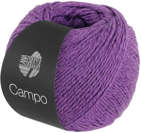 LANA GROSSA Campo | Feines, mehrfach verzwirntes Baumwoll-Mischgarn mit Struktur | Handstrickgarn aus 65% Baumwolle & 25% Viskose & 10% Leinen | 50g Wolle zum Stricken & Häkeln | 165m Garn FB 19