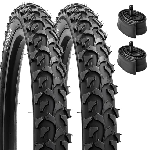 YunSCM 2-Pack Faltbar 16 Zoll Reifen 16x1.95 Mantel 54-305 und 2er-Pack 16 Zoll Schlauch AV32mm Schrader Valve kompatibel 16x1.90 16x1.95 16x2.0 Fahrradreifen und Schlauche(Y-1108)
