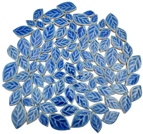 Carreaux de mosaïque en céramique de 3 tailles aléatoires, 500 g, pour loisirs créatifs, pots de fleurs, vases, tasses, décoration de jardin (bleu craquelé)