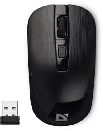 Defender® Wave Kabellose Maus – 2.4 GHz Wireless, Geräuschlose Tasten, 1600 DPI, Optischer Sensor, Ergonomisch, Ultraleicht 50g, PTFE-Gleitfüße, Symmetrisches Design, Schwarz, Für PC, Laptop, Büro