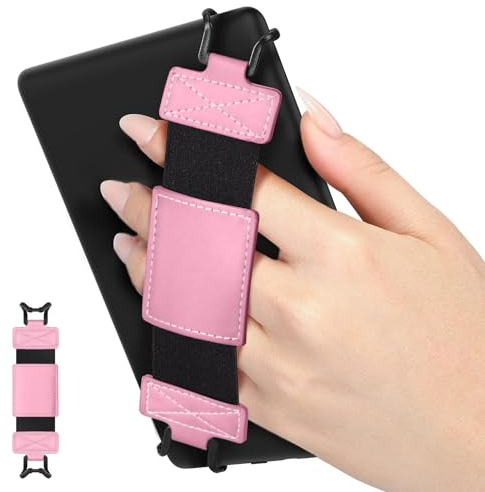 MoKo Dragonne Souple pour 6-8 Kindle eReaders Fire Tablet -Kobo/Voyaga/Sony Kindle E-Book Tablet, Sangle de Sécurité Tablette Polyvalente à Haute Élasticité Légère Support Antidérapante, Rose