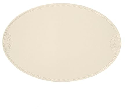 Ueiwffzo 4er Set Tischsets Abwaschbar,Tischset Leder, Tischsets Platzsets Oval rutschfest Platzdeckchen Tischset Wasserdicht, 45x30cm (Beige)