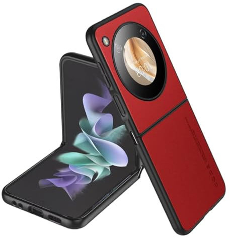 HONLEN Coque de pour Nubia Flip 5G (6.9 inches) Étui de Téléphone Professionnel en Cuir, Rouge