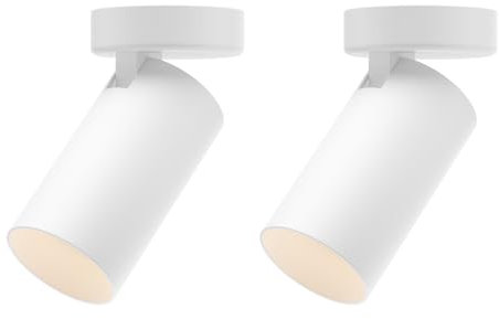 Klighten 2 Stück Deckenstrahler 1 Flammig GU10 Aufbauspot Schwenkbar Aufbaustrahler, Runde Deckenspots Aufputz Verstellbare aus Metall, 70 x 130mm, Ohne Leuchtmittel, Weiß