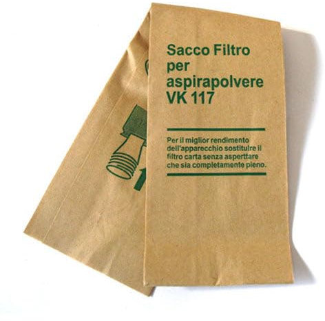 10 Sacchetti Filtro Compatibili con Vorwerk Folletto Vk116 Vk117