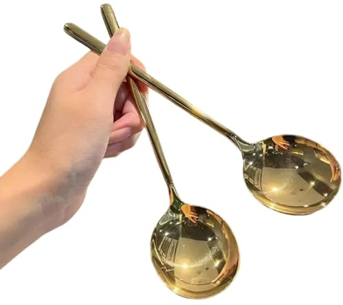 8pcs -304 stainless steel Korean round Long handle Korean Jingle Home restaurant rice watermelon spoon B