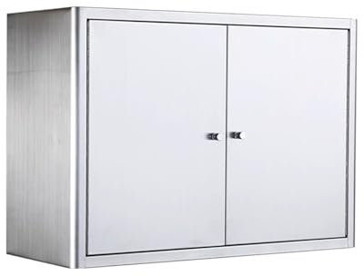 XPLKQXE Stainless Steel Cabinet With Panel Doors, Metal Kitchen Garage Cabinet With Adjustable Shelves, Upper Storage Cabinet Bathroom, Kitchen, Living Room(700x250x500mm)