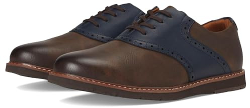 Florsheim Men's Vibe Jr. Boys Plain Toe Saddle Shoe (Toddler/Little Kid/Big Kid) Brown/Navy 1.5 Medium