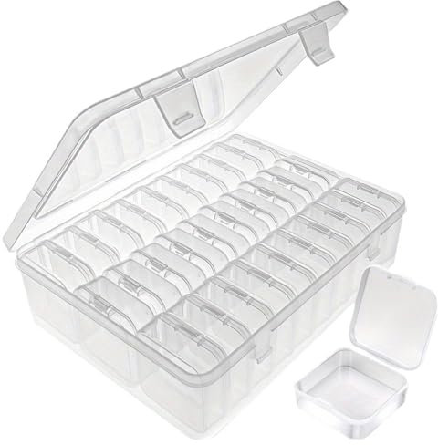 Pixaro Bead Storage Box with Lids, 31Pcs Plastic Storage Boxes, Clear Clay Beads Craft Storage Box for Beads, Art DIY, Crafts, Jewelry and More Small Items