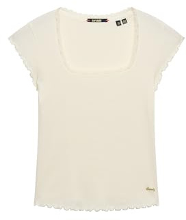Superdry Damen Essential T-Shirt mit quadratischem Ausschnitt Wollweiß 42