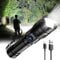 K Kasonic Linterna LED Recargable, Linterna de Mano USB con Zoom, Linterna de Emergencia con 3 Modos de Iluminación, Linterna para Camping y Senderismo