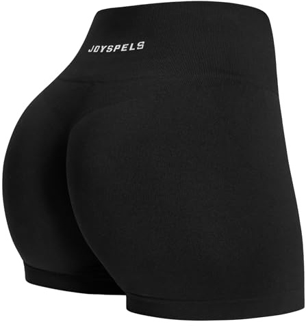 JOYSPELS Seamless Gym Shorts for Women High Waist Booty Running Cycling Yoga Sports Workout Womens Activewear Shorts UK Black L