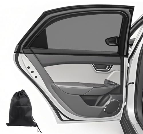 2 Stück Sonnenschutz Auto Baby mit UV Schutz Hochelastisches Sonnenblende Auto Kinder Seitenscheibe Universal Fliegengitter Autofenster Sonnenschutz für Familie Haustiere
