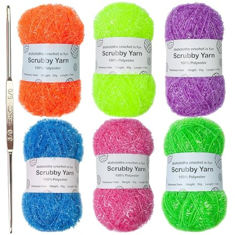 Scrubby-Garn Zum Häkeln, Polyester Scrubby Sortiment Geschirrtücher Garn, Häkelgarn, Robustes, Exquisites, Schrubbiges Polyestergarn Zum Basteln Von Geschirrtüchern Und Lumpen