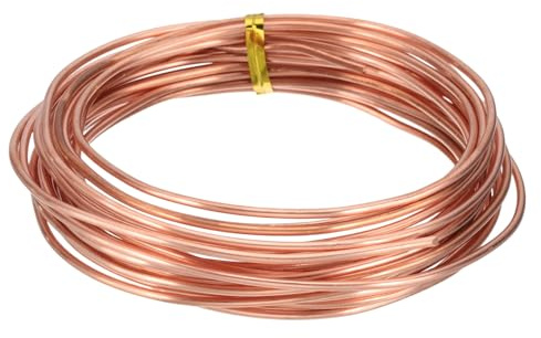QUARKZMAN Filo Di Rame Solido Scoperto Al 99.9%, Filo Morbido Di Puro Rame 20 Piedi Calibro 12 (2mm) Per Artigianato Creazione Di Gioielli Giardinaggio Elettrocoltura (6m)
