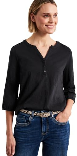 Street One 3/4-Arm Shirt mit Split Neck und Knöpfen Black 46