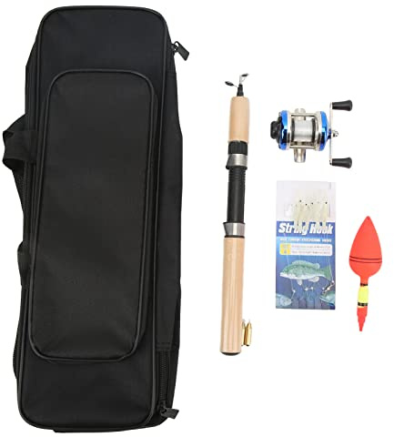 ANKROYU Premium-EIS-Angelruten-Set, komplettes Winter-Angelset mit Metallrolle, Posen, Haken, Aufbewahrungstasche für Eisangler, 75 cm, langlebiges, leichtes Gerät